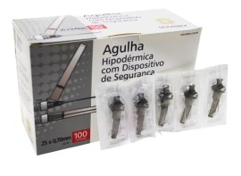 Agulha Hipodérmica Com Dispositivo De Segurança 25 X 0,70 Mm - 100 Unid - Descarpack